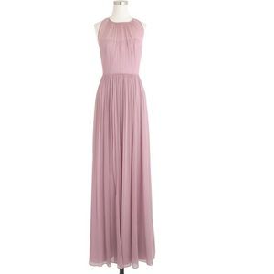 J Crew Megan long dress in silk chiffon in Mauve